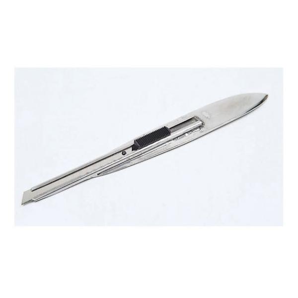 ヘラ付カッター広島　ヘラ付カッタークロス用のカッターに丈夫なステンレスヘラを付け、二度手間を省きました。（長さ195mm）　替刃は市販のカッター小刃替刃をご使用ください。クロス用のカッターに丈夫なステンレスヘラを付け、二度手間を省きました。...