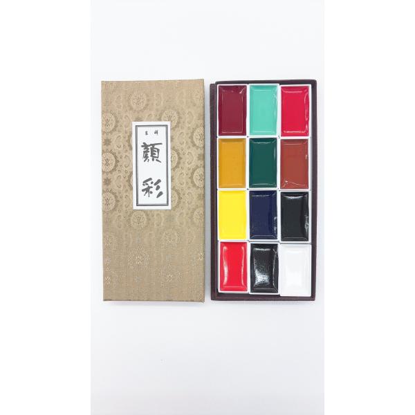 吉祥顔彩　12色セット　絵手紙　水彩画　水墨画　日本画　吉祥　顔彩　