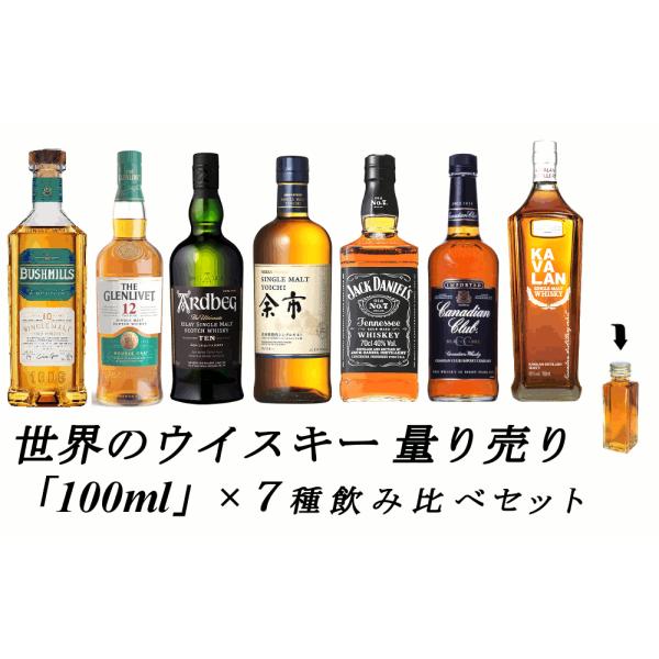 【人気ウイスキー7本セット】 世界のウイスキー 各100ml 7種 おすすめ 飲み比べセット