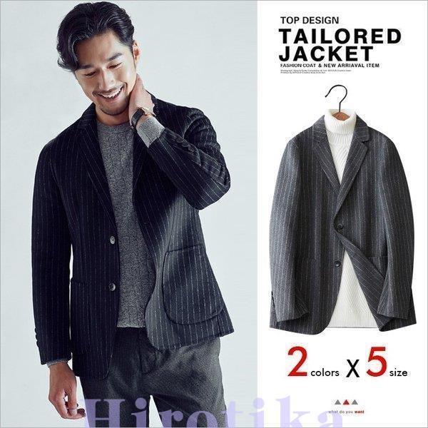 人気ブランド テーラードジャケット メンズ アウター 両面ラシャ カジュアル ジャケット レジャー 新作 冬 上着 コート ストライプ ブレザー スーツ メンズ 紳士 テーラードジャケット ストライプ ブレザー スーツ ジャケット