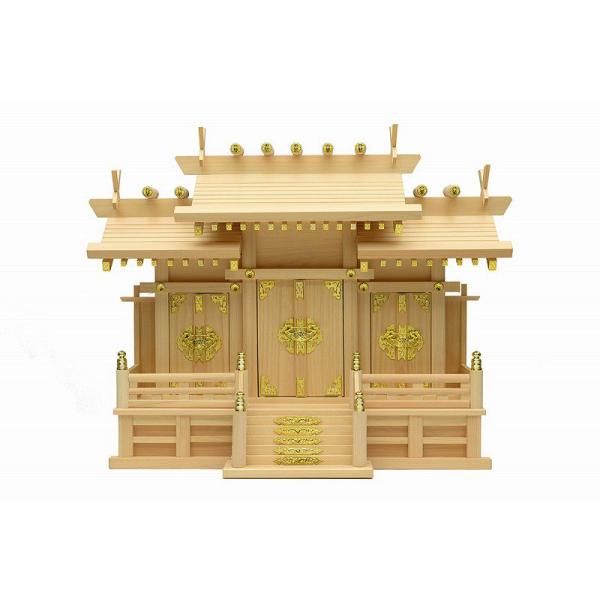 神棚 セット 三社 屋根違い三社 中 東濃ひのき 神具セット 八足台 送料無料 年末年始 お正月 新築 事務所 オフィス 会社 置型 置き型 東濃桧 三社宮