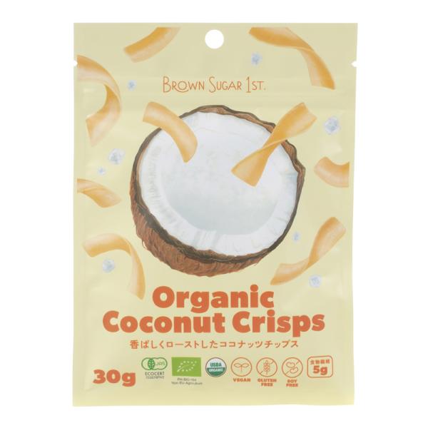 オーガニック ココナッツクリスプ 30g グルテンフリー お菓子 おやつ 有機ココナッツチップス BROWN SUGAR 1ST オーサワジャパン