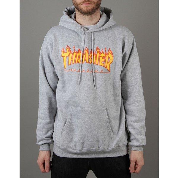 THRASHER スラッシャー FLAME LOGO プルオーバー パーカー GRAY グレー