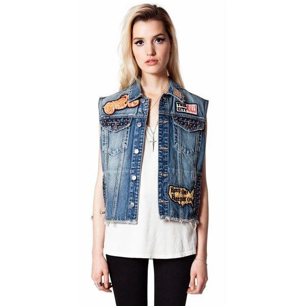 Kill City キルシティー デニムベスト Gジャン レディース ガールズ Custom Built Trucker Vest Blue Denim スケボー Skate Sk8 Hard Core Punk パンク Buyee Servis Zakupok Tretim Licom Buyee Pokupajte Iz Yaponii