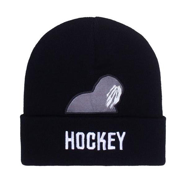 HOCKEY ニット帽・ビーニー 黒・青 雷模様 ライトニングビーニー