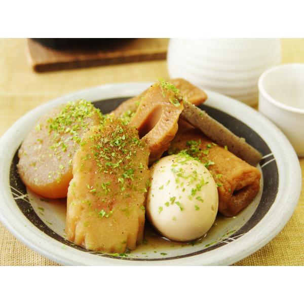 静岡 焼津おでん焼津は、昔から魚の町で、黒はんぺん、なると巻、かつおの水揚げも日本一。焼津おでんのスープのベースは、かつおダシで仕上げています。ダシ粉をかけて食べるのが焼津流です。【内容量】焼津おでん（だし粉付）360g×5（具材：大根、卵...