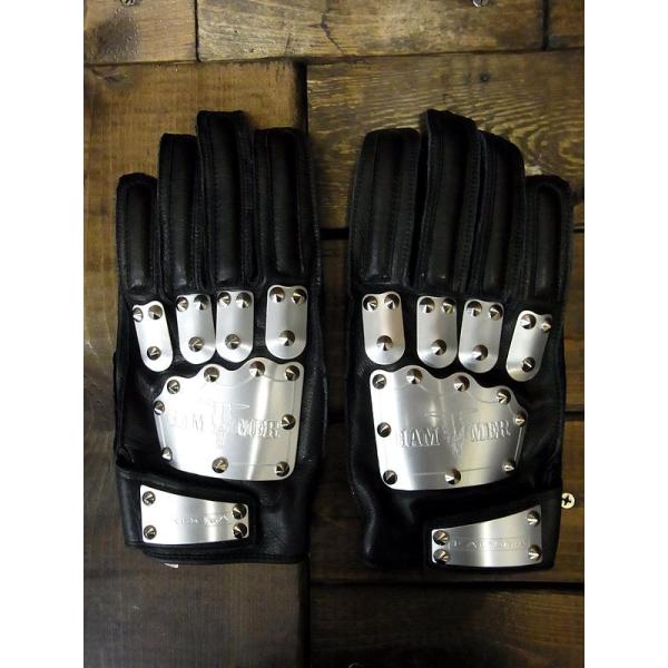 KADOYA　(カドヤ)　【HAMMER GLOVE (A)】　ハンマーグローブA　レザーグローブ(BK×シルバー）