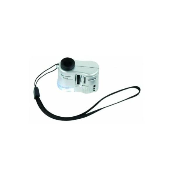 ◆商品特徴超小型の６０倍ポケット顕微鏡です。ＬＥＤライト付更に、鑑定などに便利な紫外線ライト(ブラックライト)も装備しております。手首に掛けるストラップ付です。倍率：約６０倍サイズ：40×33×20ｍｍ重さ：17ｇＬＥＤライト付(ＬＲ−１１...