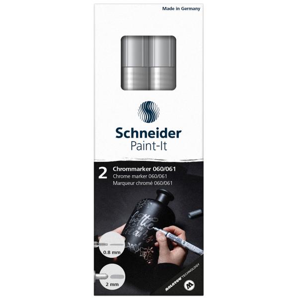【ポスト投函で送料無料】 Schneider シュナイダー クロームマーカー ペイントイット ペン先サイズ0.8mmと2.0mm 2本セット ML06011501 [000411]