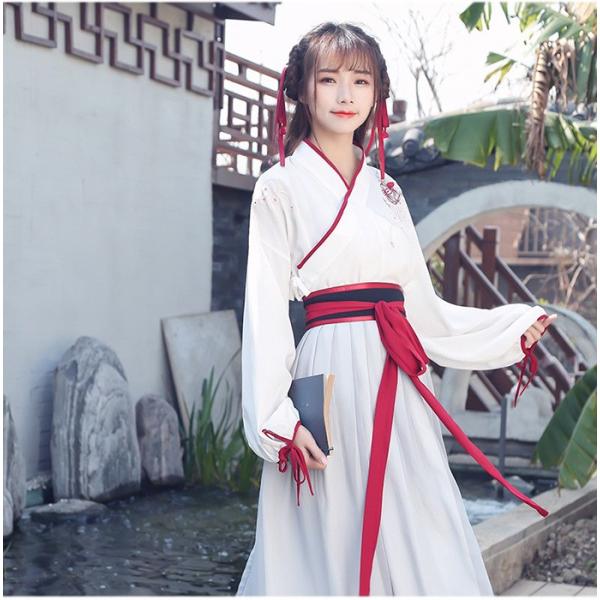 商品名 ： ハンフー 凛々しい 赤帯 ツーピース 漢服サイズ(cm)トップスS ： 着丈 58 / バスト 88 / 裄丈 79 / 袖口 22M ： 着丈 59 / バスト 92 / 裄丈 81 / 袖口 23L ： 着丈 60 / バス...