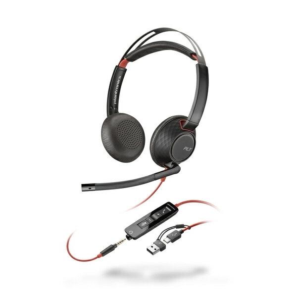 HP Poly Blackwire 5220 Stereo USB-C Headset +3.5mm Plug +USB-C/A Adapter 8X231AA