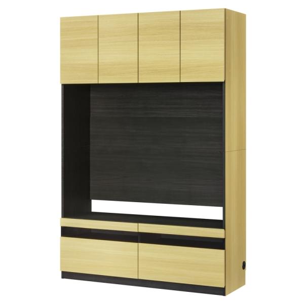 白井産業 壁面収納 テレビ台 幅120cm 高さ180cm ナチュラルブラウン 50V型対応 耐震機能付き ソフトクローズ扉 引出付き リビング 収納 ポルターレリビング2