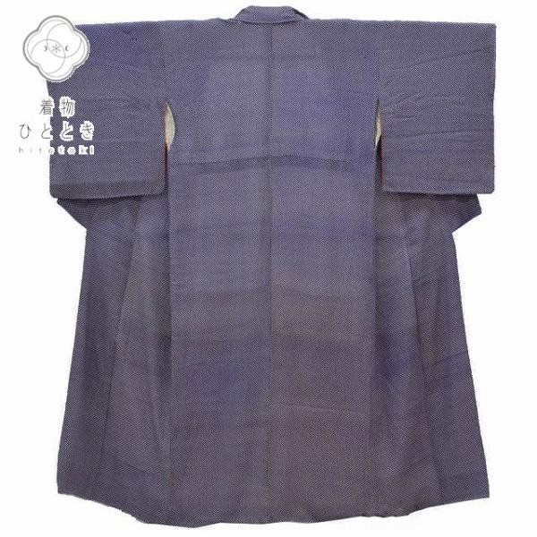 リサイクル着物 小紋 中古 正絹 仕立て上がり 単品 アンティーク 袷 レトロ 身丈142.5cm 裄62.5cm 紫色系 市松文様 良品★★★ ant0059b
