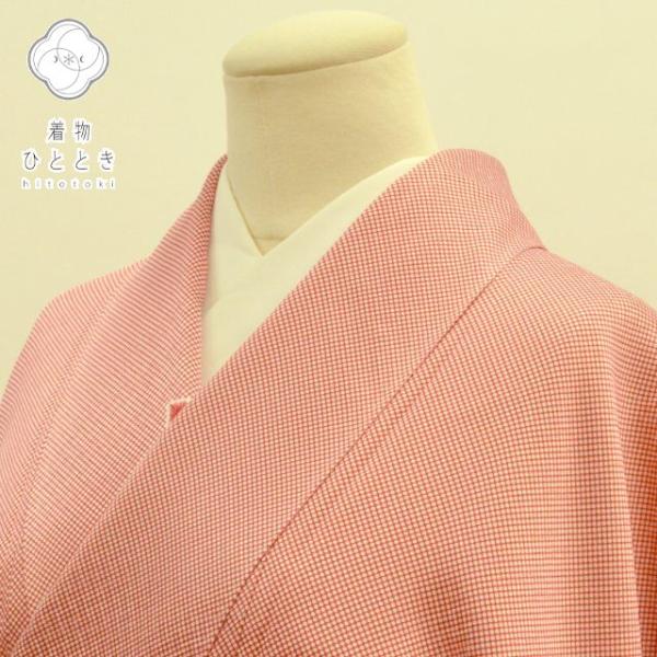 小紋 リサイクル着物 リサイクル 反物 正絹 綸子 こもん 絞り ピンク