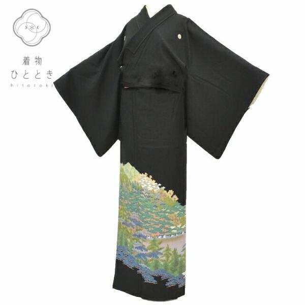 リサイクル着物 黒留袖 中古 正絹 五つ紋 比翼付き 仕立て上がり 翠峯