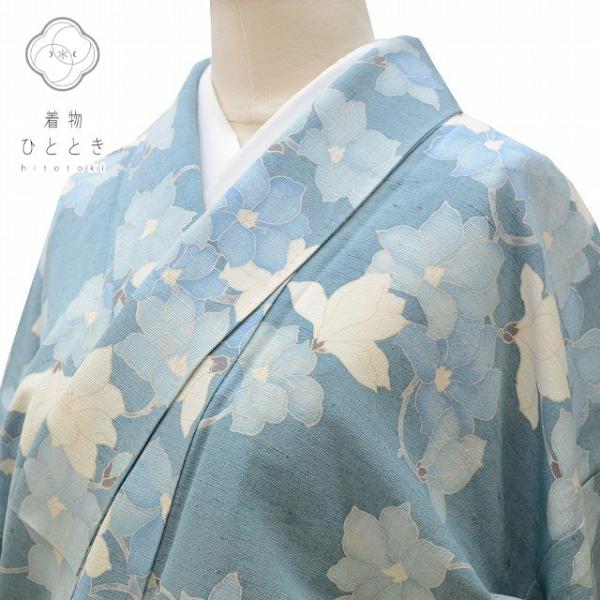 m-1951 正絹紬 単衣着物 着用 美品 紬 着物(正絹)と帯の