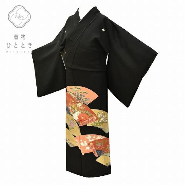 古い　根付け　骨董　着物 リサイクル着物 黒留袖 中古 正絹 五つ紋 比翼付き 仕立て上がり
