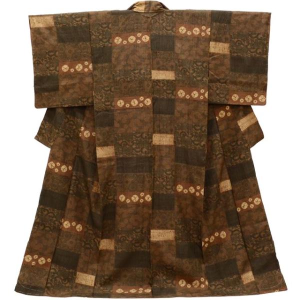 リサイクル着物 真綿紬 中古 正絹 クリーニング済 伝統工芸作家 七代目