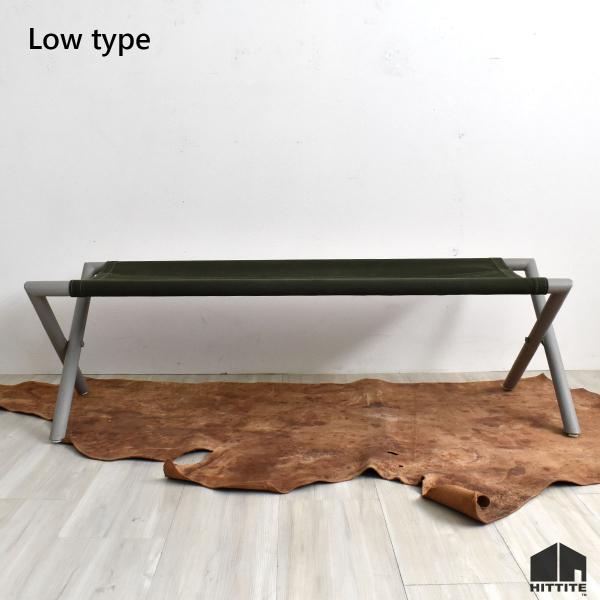 【サイズ】  W1236mm、D410mm、H356mm　折りたたみ時：幅1235mm、奥行75mm、高さ540mm【素材】・フレーム：鉄・シート：綿帆布（国産生地9号タイプ）【カラー】フレーム：グレー/ブラック（マット仕上げ）シート：カー...