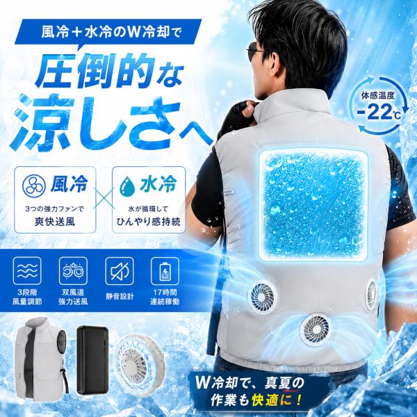 水冷服 空調作業服 ファン付き作業服 水冷＋ファン 36000mAhバッテリー付き セット 薄型 UV対策 夏用 熱中症対策 UPF50+ 男女兼用 PSE認証済