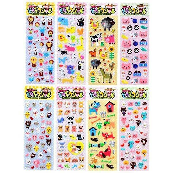 どうぶつシール 8種類柄1セット 動物シール ステッカー : 日吉屋書店 