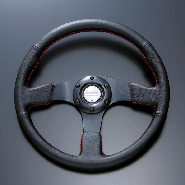 D1スペック ステアリング FLAT-R 35Φ レッドステッチ ホーンボタン