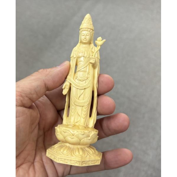 黄楊彫り聖観音菩薩立像 仏像 彫刻 聖観音菩薩 開運インテリア 開運