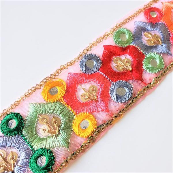 刺繍リボン 30cm インド刺繍リボン シルク 鳥柄 #ws16 | Pay ID