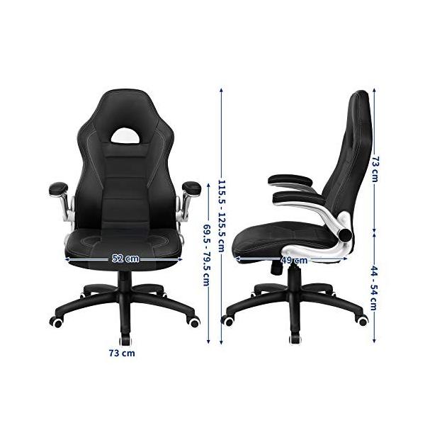 Songmics パソコンチェア オフィスチェア 耐荷重150kg 肉厚クッション ハイバック おしゃれ 机下に収納可 Nobg28b