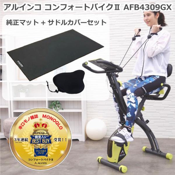 フィットネスバイク 捧呈 アルインコ コンフォートバイク2 Afb4309gx 家庭用 折りたたみ Afb011dx お買得セット 純正サドルカバー Exp100 純正フロアマット
