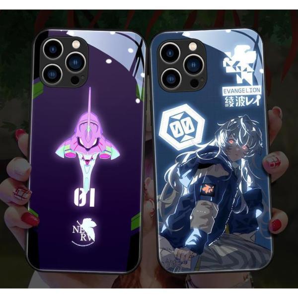 新世紀エヴァンゲリオン iphone15 ケース 発光ケース アスカ?ラングレー EVA iPhone13 Pro 用ケース 光る スマホカバー
