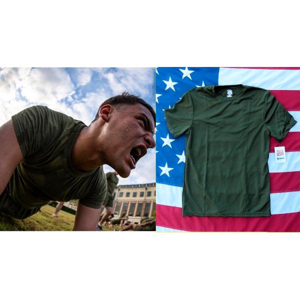 米軍放出品 未使用 USMC　OD　Ｔ−シャツ　M　ドライ　TS907x