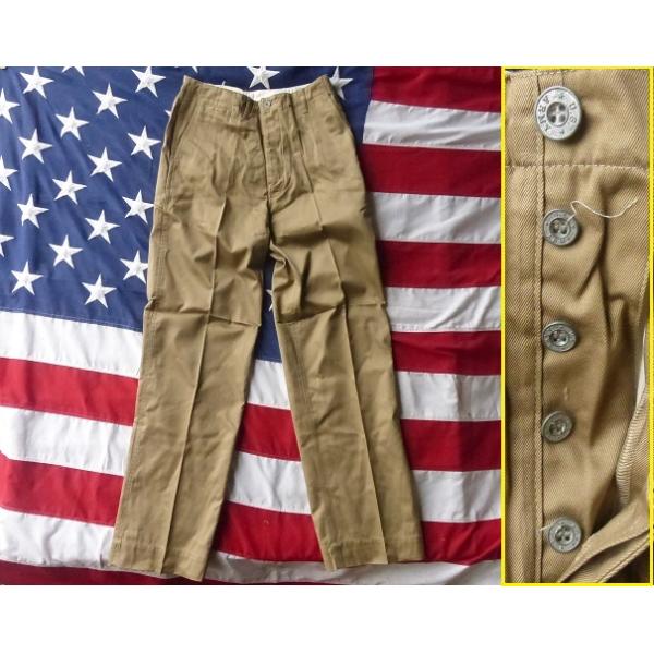 M-41カーキトラウザー チノ US ARMY メタルボタンＷ31 M-1941 Deadstock US.ARMY M-1941 CHINO TROUSERS M41 メタルボタン