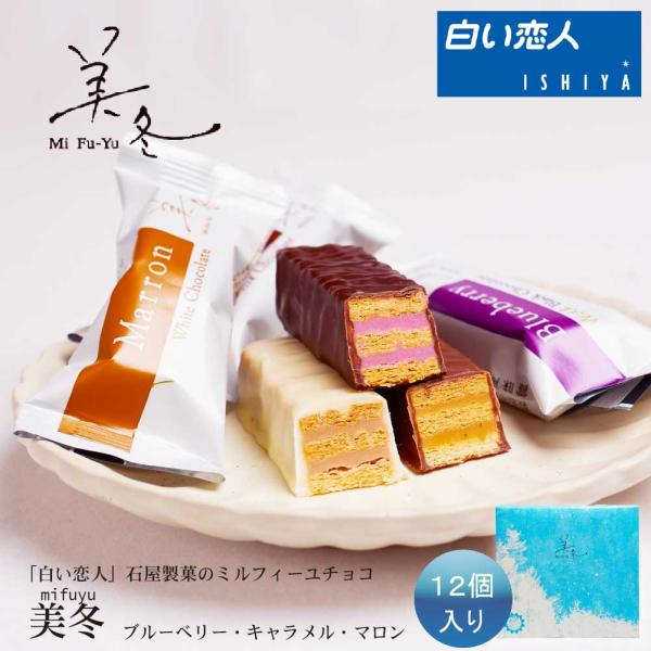 石屋製菓 美冬 (ブルーベリー、キャラメル、マロン) 12個入 石屋製菓 美冬 (ブルーベリー、キャラメル、マロン) 12個入
