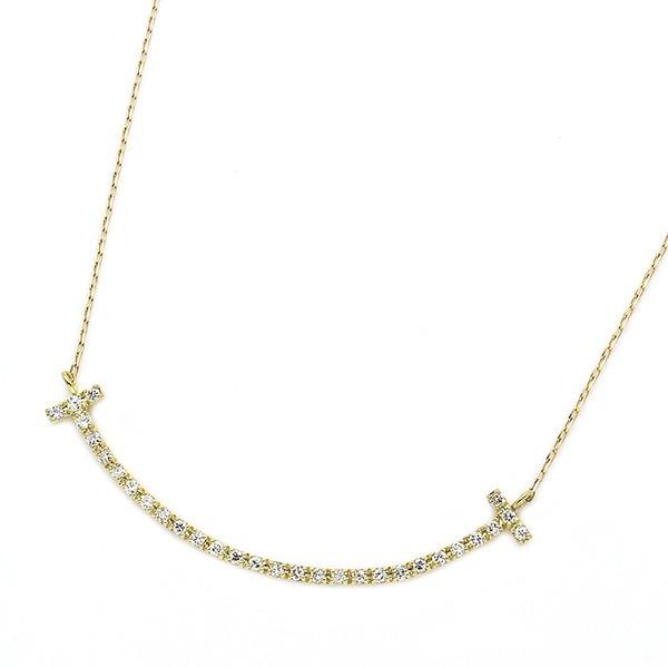 白 フリル付 ダイヤモンド ネックレス K18 イエローゴールド 0.2ct