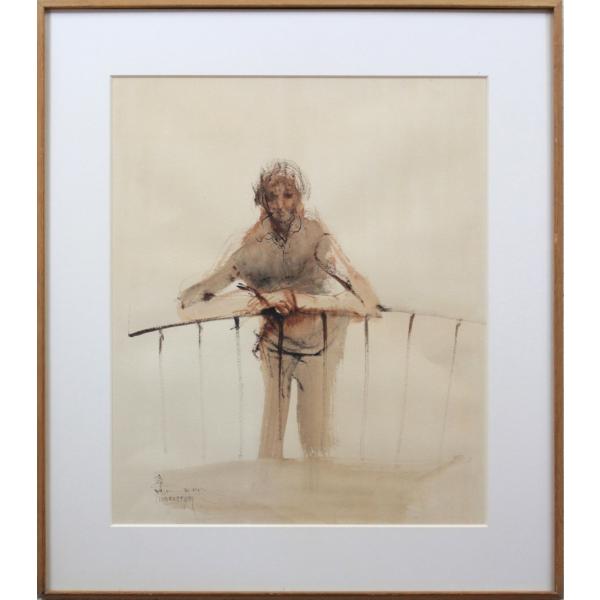 平野遼 「バルセロナの少年」 水彩画 絵画 - 北海道画廊