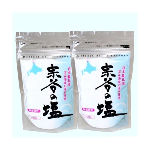【ゆうパケット便】＜送料込＞稚内 宗谷の塩 100ｇ×2袋 田上食品工業株式会社 北海道 お取り寄せ 人気の塩 調味料 海水 天然 しお ソルト 海塩 ミネラル