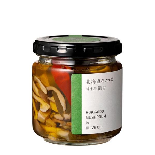 北海道産マッシュルーム、ブナシメジ、エリンギを上質なオリーブオイルと太白ごま油を使ったオイルに漬け込みました。フレッシュなキノコの歯ごたえ・食感を味わってください。■原材料名：農産物（マッシュルーム北海道産、ブナシメジ北海道産、エリンギ、北...