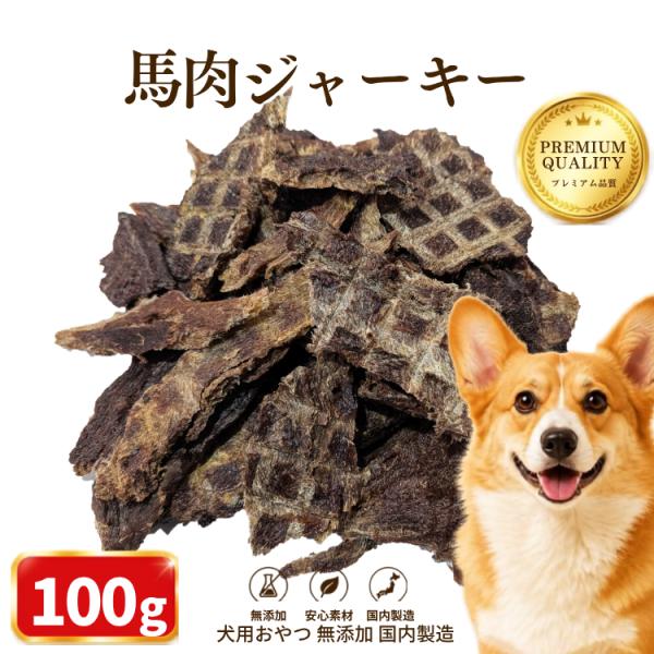 犬 アレルギー おやつ 無添加 国産 馬肉100％ ヘルシー ジャーキー (100g×1袋) 無成型 低カロリー 低アレルギン 鉄分補給