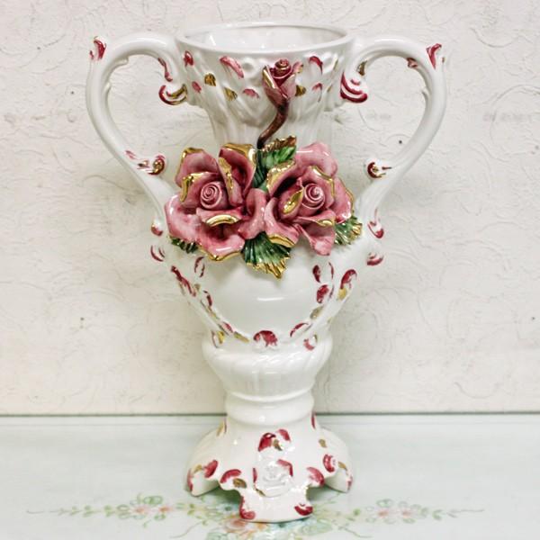 イタリア製陶花付きフラワーベース ピンクローズd 花瓶 アレンジフラワー 124 134 インテリア北欧yahoo 店 通販 Yahoo ショッピング