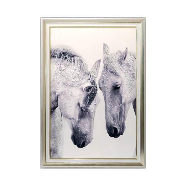 アートフレーム クリスタルピクチャー 白馬 額絵 ホワイトゴールド