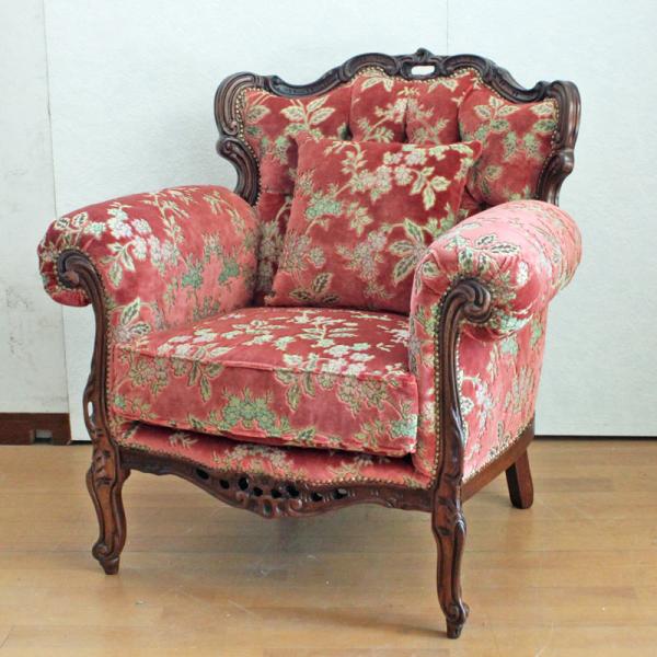 イタリア製 1人がけ ソファ 猫脚 金華山 レッド 肘付きソファ 1P KATY ガレージセール イタリア製 1人がけ ソファ 猫脚 金華山 レッド 肘付き