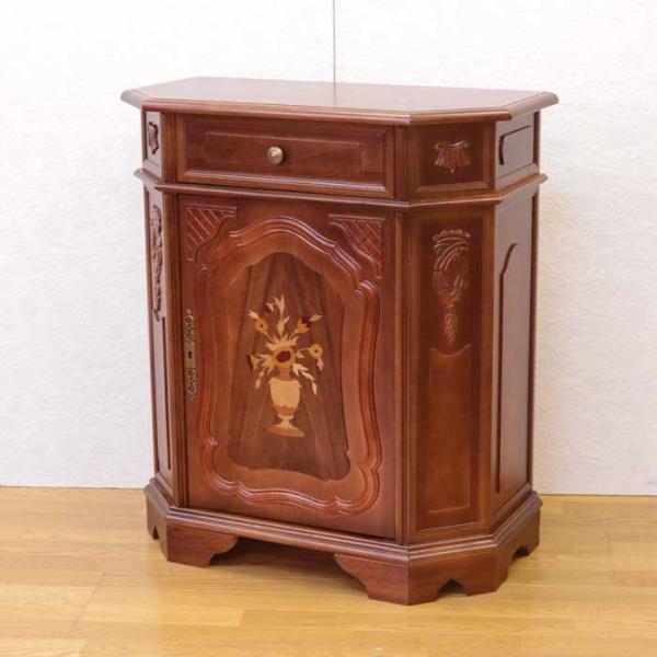イタリア 家具 ローキャビネット サイドボード 幅80cm 象嵌 完成品 ヨーロピアン アンティーク ヴェローナクラシック :602-545