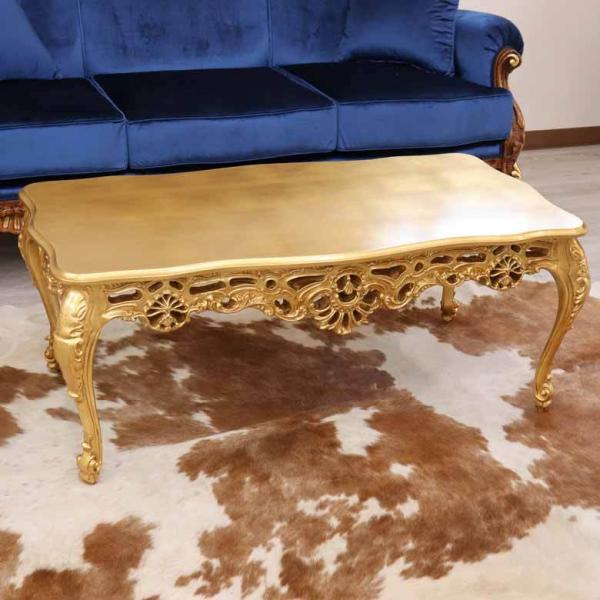 イタリア リビングテーブル ゴールド 110cm ローテーブル 猫脚 完成品