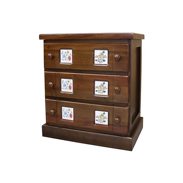 カントリー 3段チェスト マホガニー タイル付き : インテリア北欧Yahoo