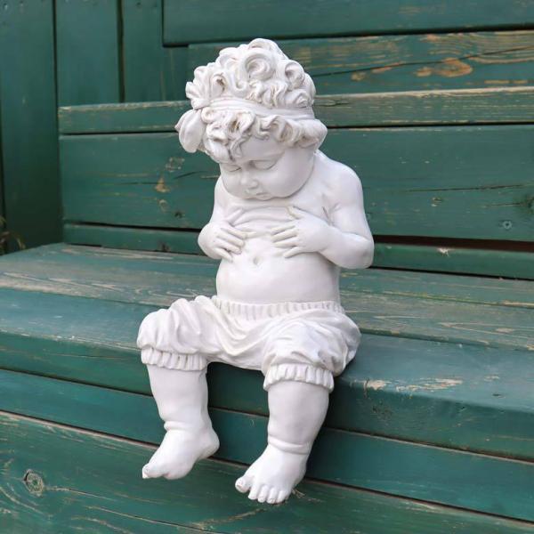 ガーデン オーナメント 天使 置物 男の子 メタボ天使 L 高さ32cm