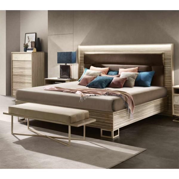 送料無料 ベッド クイーンサイズ イタリア製 チーク色 Queen Bed