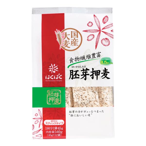はくばく 胚芽押麦 540g ６個（１ケース） 宅配80サイズ 国産大麦 胚芽 押麦 食物繊維 スティック 個包装