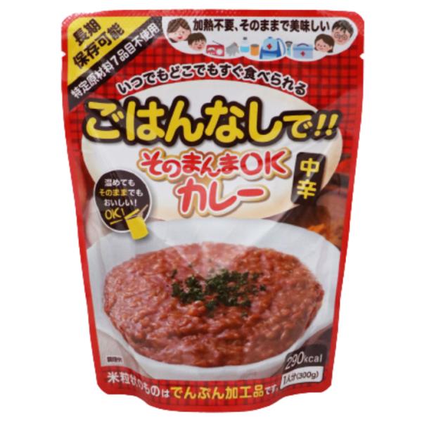 三徳屋 そのまんまＯＫカレー 中辛 300g ３０個（１ケース） 宅配100サイズ 長期保存 レトルト カレー 備蓄 防災 こんにゃくご飯 調理不要 非常食 石川 【Ｍ】