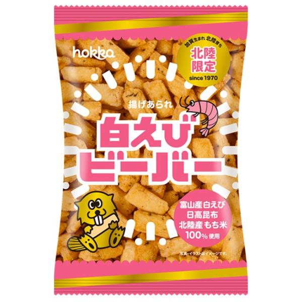 北陸産もち米に富山産白えびを使用し、北陸ならではの味をお楽しみいただけます。北陸で長く愛され、2013年に惜しまれながら姿を消した「ビーバー」が北陸製菓より復活しました。引き継がれてきたレシピと製法はそのままに、サクサクの食感に白えびの甘み...